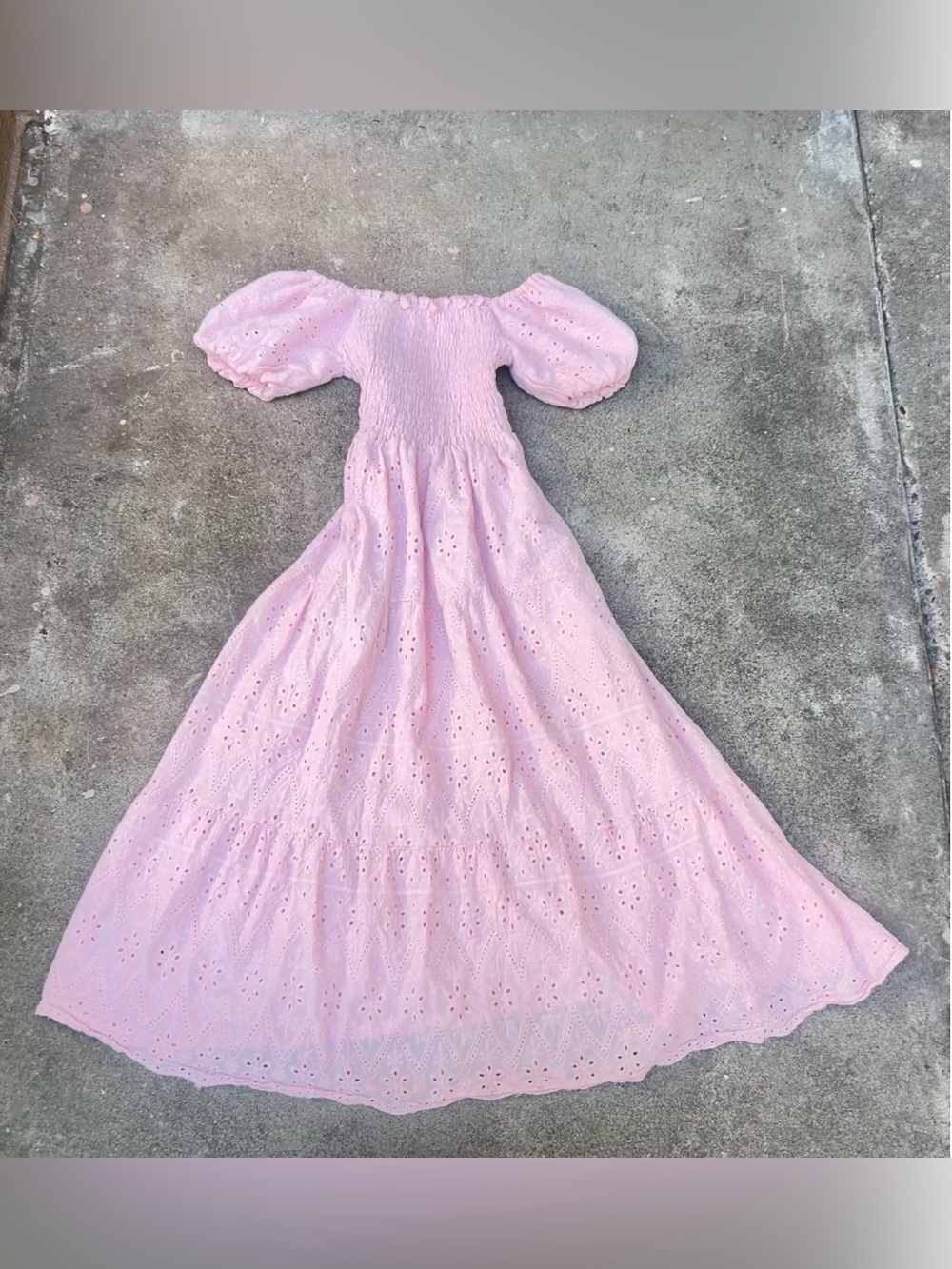 Cottagecore Boho Maxi Dress Off The Shoulders Eyelet Size Small